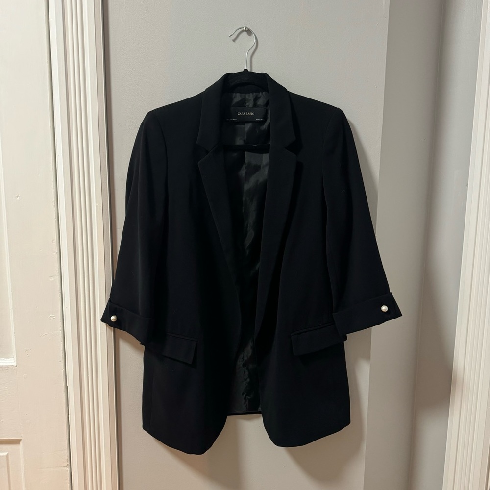Zara - Black Blazer with Pearl Cuff